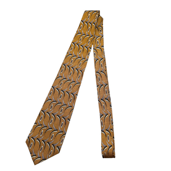 Jos A Bank 100% Silk Dress Tie Made in USA Gold Abstract Pattern‎ 58" 4" - Picture 2 of 10